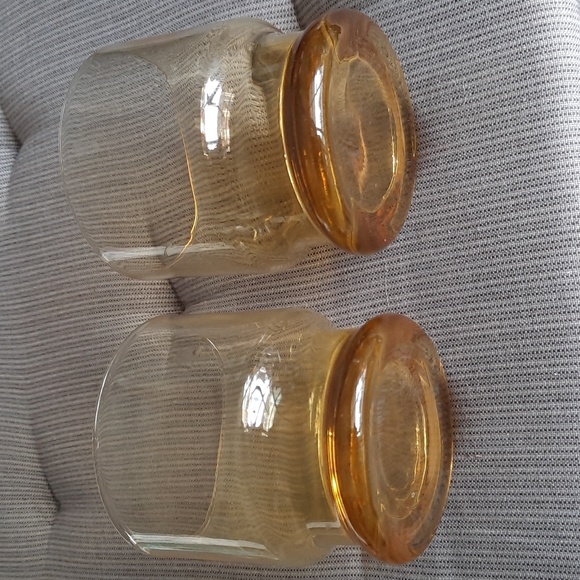 A pair of vintage Yellow Amber Libbey low ball glasses - Picture 3 of 6